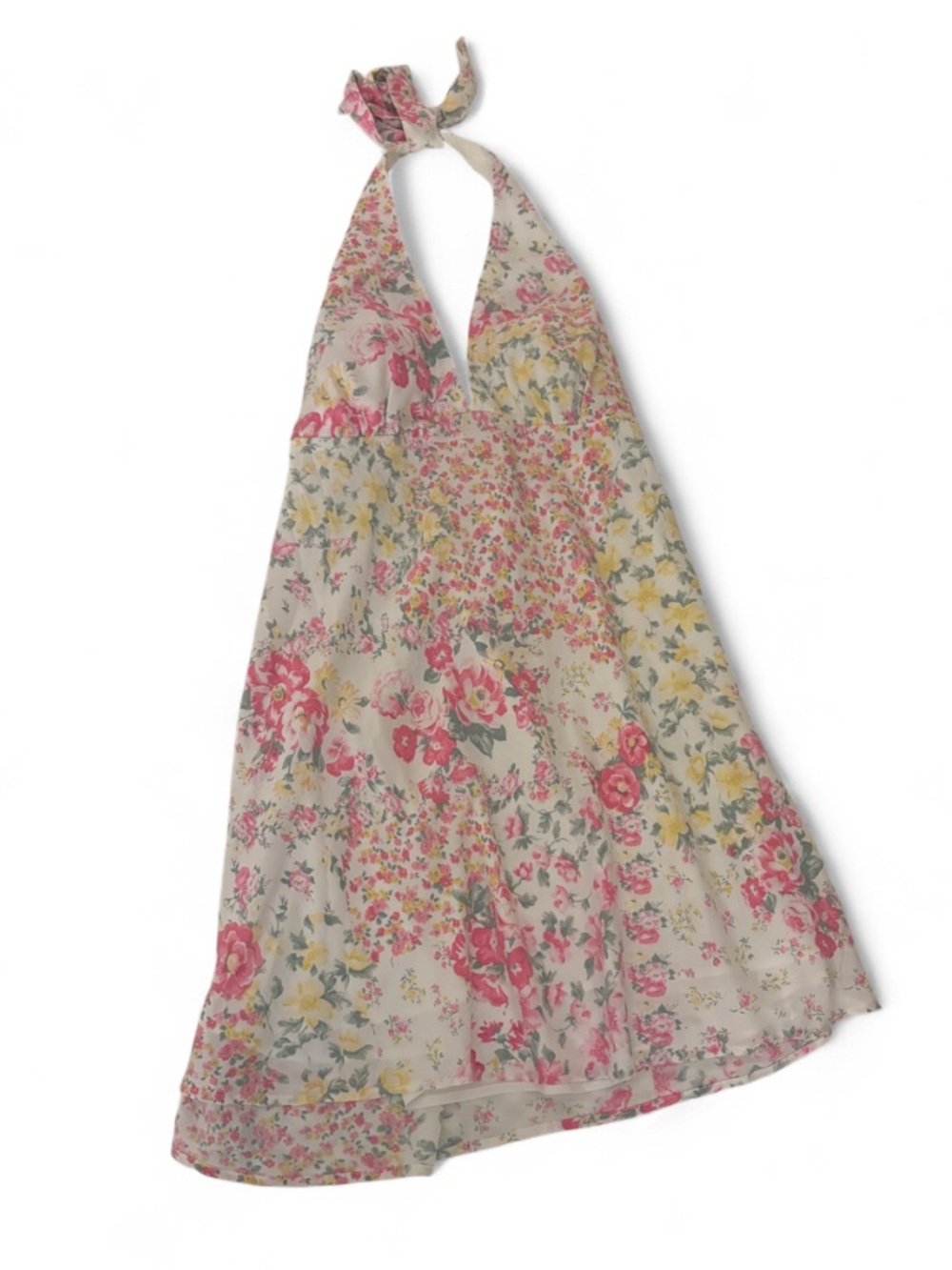 Hollister Pink, Yellow, and White Floral Halter Mini Dress